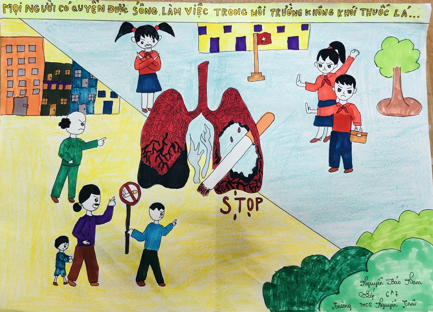 Vẽ tranh phòng chống tác hại của thuốc lá - THCS Nguyễn Trãi